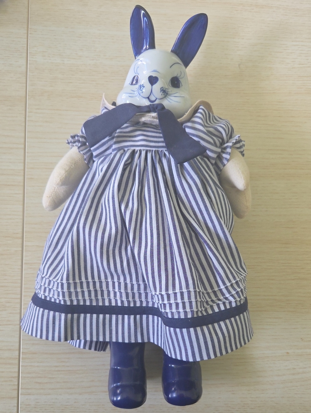 Dolls By Pauline Blue Bunny Doll in Striped Dress